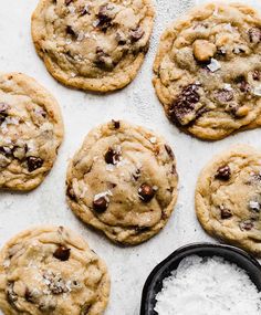 chocolate chip cookies with sea salt on top