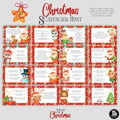 a christmas scavenger hunt with santa claus and other holiday items on the front