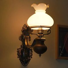 Handmade Opaline Glass Wall Sconce In Bronze - Rustic Style 1 / Wall Mount Light, Dimmable Ceiling Lights, Victorian Wall, Vintage Light Fixtures, Style Shabby Chic, Electric Bulb, Ceiling Lights Living Room, Wall Mounted Light, Outdoor Lamp