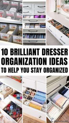 10 Brilliant Dresser Organization Ideas to Help You Stay Organized Dresser Storage Ideas, Kitchen Storage Closet, Dresser Organization Ideas, Bedroom Dresser Organization, Drawer Organization Ideas, Dresser Top Organization Ideas, Dresser Top Organization, Messy Drawer, Bedroom Drawer Organizer