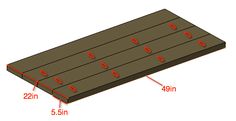 an image of a wooden board with measurements for the top and bottom pieces on it