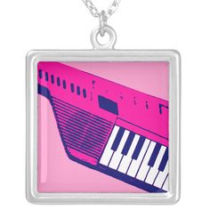 Corey Tiger 80s Retro Keytar Necklace (Pink), Women's, Size: Large, Pale Blue / Navy / Deep Sky Blue Gender: female. Age Group: adult. Material: Silver Plated. Deep Sky Blue, Tiger Design, 80s Retro, Blue Gender, Pale Blue, Sky Blue, Gender Female, Blue Sky, Silver Plated