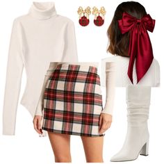 Christmas Outfit Red And White, Christmas Outfits Ideas For Women, Christmas Vibe Outfit, Teens Christmas Outfits, Winter Outfits Board, Teen Girl Holiday Outfit, Christmas Clothes Ideas For Women, Christmas Dinner Fits, Christmas Aesthetic Outfit Ideas