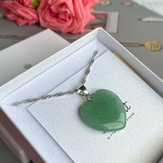 Aventurine Heart Pendant Green Heart Necklace Chakra Healing - Etsy Bulgaria Jade Gemstone Crystal Necklace For Gift, Jade Crystal Pendant Necklace As A Gift, Jade Pendant Necklace As A Gift, Aventurine Necklace With Natural Stones For Gift, Aventurine Natural Stone Necklace For Gifting, Spiritual Aventurine Necklaces For Gift, Spiritual Jade Crystal Necklace Gift, Aventurine Pendant Crystal Necklace As Gift, Aventurine Gemstone Crystal Necklace As Gift