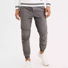 New Ae Next Level Flex Gray Jogger Pants. 98% Cotton, 2% Elastane. Functional Drawstring Waistband. Inseam 27”. Cotton Joggers With Tapered Leg And Pull-on Style, Urban Cotton Joggers With Straight Leg, Urban Cotton Straight Leg Joggers, Casual Cotton Joggers With Cuffed Ankles, Sporty Cotton Pull-on Pants, Sporty Mid-rise Cotton Sweatpants, Cotton Joggers With Elastic Waistband And Cuffed Ankles, Casual Mid-rise Cotton Joggers, Cotton Pull-on Bottoms For Streetwear