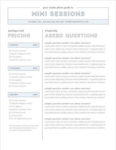 a white and blue resume with the words, pricing questions