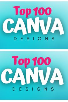 two banners with the words top 100 designs in white and pink on blue paper background