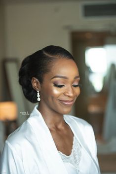 Doyin and Joey's White Wedding was Every Shade of Elegant! | BellaNaija Weddings Court Wedding Hairstyles, Natural Hair Wedding Updo, Wedding Natural Hairstyles Black Women, Natural Bridal Hairstyles Black Women, Natural Hair Updo Wedding, Natural Bridal Hair, Black Brides Hairstyles, Black Bridal Makeup, Elegant Wedding Ceremony