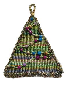 a christmas tree ornament made out of beads