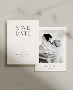 an elegant save the date card with a photo