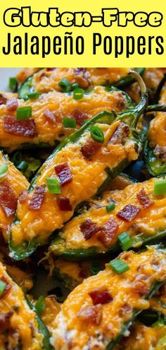 jalapeno poppers with cheese and bacon on them are ready to be eaten