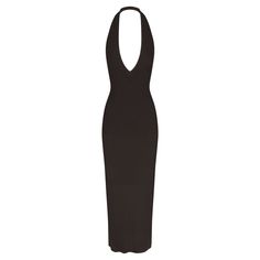 SOFT LOUNGE DEEP PLUNGE HALTER LONG DRESS | ONYX Sleek Halter Neck Maxi Dress For Date Night, Sleek Halter Neck Maxi Dress For Night Out, Sleek Maxi Halter Dress For Date Night, Elegant V-neck Halter Top For Date Night, Elegant V-neck Halter Top For Evening, Tight Long Dress, Halter Long Dress, Long Slip Dress, Long Slip