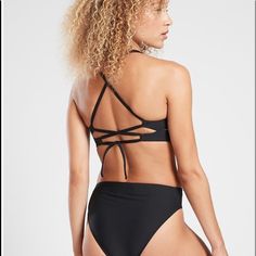 Athleta D-Dd Triangle Bikini Top Swim | Black Small #511644 New With Tags Fully Adjustable Removable Pads For: Swim, Surf, Stand-Up Paddleboard And All Water Sports Feel; Recycled H:Eco Swim Fabric Is Sleek With Powerful Stretch Fave: Back Ties For Adjustability And Feminine Strappy Detail #511644 Fabric + Care Recycled Nylon, Lycra Rated Upf 50+ Quick-Drying Lycra Xtra Life Spandex Machine Wash And Line Dry. ***Inner Label Is Marked To Prevent Store Return Sporty Halter Neck Swimwear With Built-in Bra, Athleisure T-back Swimwear, Bra Friendly, Sports Tankini With Built-in Padding, Stretch T-back Swimwear For Workout, Black Sports Swimwear With Moderate Back Coverage, Sporty Black Tankini For The Beach, Black Racerback Swimwear For Beach, Black Sports Swimwear With Built-in Bra, Sports Halter Neck Tankini With Built-in Bra