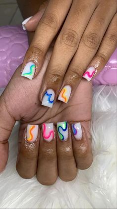 Rainbow Nail, Acrylic Toe Nails, Acrylic Nail Set, Long Acrylic Nail Designs, Hard Nails, Easy Nails, Girly Acrylic Nails