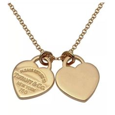 Tiffany & Co. Return To Double Heart Necklace 16" 18k Yellow Gold 750 Auth. Condition Is Pre-Owned. Tiffany And Co Gold, Heart Gold Necklace, Jewelry Tiffany, Double Heart Necklace, Gold Heart Necklace, Tiffany Co Jewelry, Tiffany And Co, Double Heart, Home Delivery