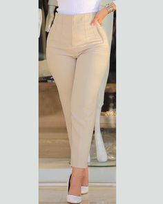 Muslim Women Fashion, Professional Attire, Slim Fit Pants, Cropped Trousers, Bottom Clothes, Work Pants, Womens Fashion Casual, Stylish Design, Cropped Pants