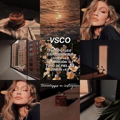 a collage of photos with the words vsco and images from different places in them