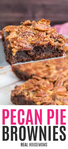 pecan pie brownies with text overlay