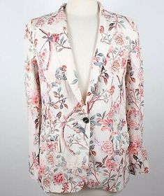 Top Rated New Zara sz Small white bird floral jacket blazer, Women's Coats Jackets Chic Printed Spring Outerwear, Formal Floral Print Outerwear For Spring, Fitted Floral Print Outerwear For Spring, Fitted Floral Print Spring Outerwear, Elegant Summer Outerwear With Floral Print, Spring Floral Print Outerwear For Work, Cream Floral Print Outerwear For Spring, Spring Cream Outerwear With Floral Print, Zara Floral Print Outerwear For Fall