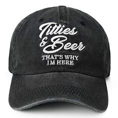 PopCrew Titties & Beer - Funny Beer Hat - Love Funny Joke Gag - Unisex Baseball Cap Hat 🍺 EMBROIDERED HAT | 100% Lightweight Cotton Denim cap is directly embroidered across the front for a stunning vintage look 👙 ADJUSTABLE FIT | Adjustable low profile cap sits comfortable to the head, with an floppy un-structured construction ☀ METAL CLOSURE BUCKLE | Brushed metal slide-closure buckle gives a classic vintage stylish look from behind 🎁 FUN GIFT | Whether you are in a bar or just out on th Beer Hat, Outdoors Style, Charcoal Clothing, Denim Cap, Beer Drinker, Funny Beer, Love Funny, Beer Humor