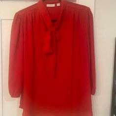 Womens New York & Co Red Blouse Size Medium Never Worn! Red Blouse, Light Weight With Bow Neckline Red Long Sleeve Office Top, Red Long Sleeve Top For Office, Red Office Tops For Fall, Red Fall Office Tops, Red Fall Office Top, Red V-neck Top For Office, Elegant Red Office Tops, Classic Red Blouse For Fall, Chic Red Blouse For Work