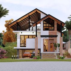 this is a 3d rendering of a modern house