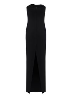 This red-carpet ready evening gown features shimmering crystal cording at the bodice and a column silhouette with a slit in the back. Composition: 98% spun polyester, 2% spandex Strapless Designed to be fitted at the bust and waist, slightly loose at the hip Internal bust support Slit in the back Mid-weight, stretchy fabric Concealed zip fastening in the back Fully lined Model is 170cm/ 5'8" and is wearing a size 2 Dressy Summer Dresses, Embellished Maxi Dress, Red Carpet Ready, Evening Gown, Stretchy Fabric, Evening Gowns, Red Carpet, Bodice, Size 2