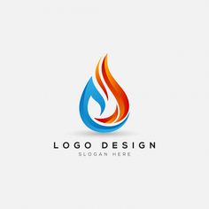 a flame logo is shown with the colors orange, red and blue in this image