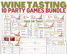 wine tasting party games bundle with free printables