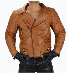 <Strong>Jacket+Description</Strong><br/>  <Ol>  <li>100%+Genuine+Top+Quality+Sheepskin+Leather+Product</li><br/>  <li>Three+Front+Pockets+</li><br/>  <li>Two+Waist+Belt+Adjustable</li><br/>  <li>One+Inside+Zipper+Pocket</li><br/>  <li>Zip+on+Cuffs+</li><br/>  <li>Branded+YKK+Zipper</li><br/>  <li... Quilted Leather Jacket, Designer Leather Jackets, Biker Jacket Men, Men's Leather Jacket