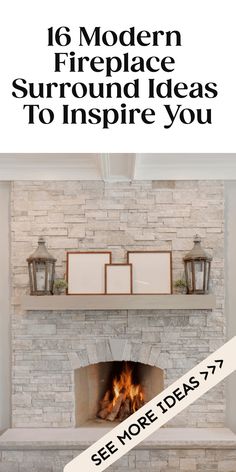 16 modern fireplace surround ideas to inspire you. Minimalist Fireplace Ideas, Fireplace Trends 2024, Fireplace Surround Ideas, Oak Mantle, Minimalist Fireplace, Wood Mantle, Fireplace Designs, Paint Fireplace