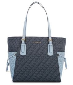 Shop for MICHAEL Michael Kors Voyager Signature Colorblock Tote at Dillards.com. Visit Dillards.com to find clothing, accessories, shoes, cosmetics & more. The Style of Your Life. Luxury Blue Bags With Pockets, Blue Luxury Bag With Pockets, Designer Blue Bags With Pockets, Modern Michael Kors Bag With Leather Trim, Michael Kors Modern Satchel For Daily Use, Modern Michael Kors Satchel For Daily Use, Modern Travel Bags With Branded Hardware, Designer Coated Canvas Bag With Zipper Pocket, Blue Bags With Leather Trim And Double Handle