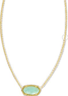 Gold Plated Necklaces With Wheat Chain, Gold-plated Necklaces With Wheat Chain, Short Pendant Necklace, Kendra Scott Elisa, Affordable Luxury, Dillard's, Kendra Scott, Mother Of Pearl, Light Green