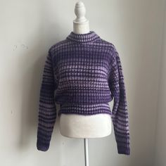 Brand New Zara Sweater Is Waist Length With Purple Stripes. Never Worn. Purple Turtle Neck Sweater, Purple Turtleneck, Zara Turtleneck, Cream Turtleneck Sweater, Cream Turtleneck, Turtleneck Outfit, Mock Turtleneck Sweater, Black Pullover Sweater, Grey Turtleneck Sweater