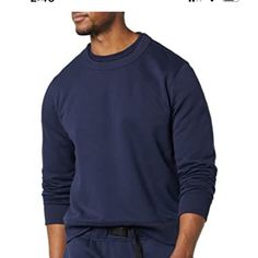 Men’s Crew Neck Navy Sweatshirt Size Xxl Casual Crew Neck Tops From Amazon, Casual Amazon Crew Neck Tops, Navy Athleisure T-shirt Crew Neck, Amazon Shirts, Affordable Men's Crew Neck T-shirt, Blue Moisture-wicking Sweatshirt For Outdoor, Navy Moisture-wicking Crew Neck Top, Navy Blue Hoodie, Navy Sweatshirt