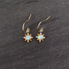 Gold filled geometric starburst opal charm with cz on gold filled wires  - Gold filled lab opal charm   - Pendant measures 9x10mm  - Gold Filled Earrings Wires - Delicate and lightweight Earrings Opal, Hartford Ct, Gold Filled Earrings, Cz Earrings, Opal Earrings, Delicate Earrings, Star Earrings, Earrings Gold, Favorite Things Gift