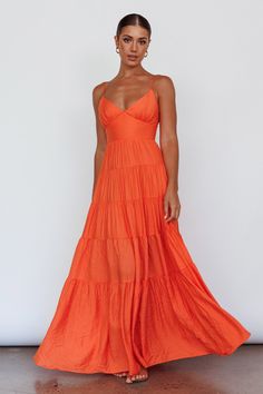 Cheap Flowy Orange Maxi Dress, Colorful Affordable Sleeveless Maxi Dress, Cheap Flowy Orange Dresses, Affordable Orange Fitted Maxi Dress, Cheap Maxi Dress With Adjustable Straps, Cheap Casual Orange Maxi Dress, Cheap Orange Spaghetti Strap Dress, Burnt Orange Dress Casual Maxi, Coral Color Sun Dress