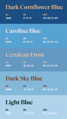 the different font styles and colors for each type of poster or webpage, including blue