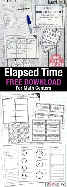 the elapsed time worksheet with free printables for math centers