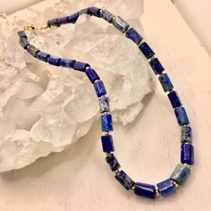 This Beautiful Necklace Is Made With Semi-Precious, Lapis Lazuli Natural Stone Beads That Have Been Accented With Round, Gold-Plated Beads And Lobster Clasp. 16” In Length + 2” Extender Brand New Boutique Item Bundle To Save $$ Also Available In Amethyst And Apatite Blue Lapis Lazuli Single Strand Beads, Blue Single Strand Lapis Lazuli Beads, Single Strand Blue Lapis Lazuli Beads, Elegant Hand-strung Blue Beaded Necklaces, Elegant Blue Hand-strung Beaded Necklaces, Blue Lapis Lazuli Gemstone Beaded Necklaces, Elegant Blue Lapis Lazuli Beaded Necklaces, Blue Lapis Lazuli Crystal Necklaces With Faceted Beads, Blue Lapis Lazuli Single Strand Jewelry