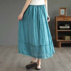 Details: Gender: Women Item Type: Skirt Material: Linen Season: Summer Pattern: Solid Style: Casual, Loose, Retro Waist Type: Elastic Waist Size: One Size Waist: 64.00 - 104.00 cm/ 25.20 - 40.94 " Length: 84.00 cm/ 33.07 " Hip: 126.00 cm/ 49.61 " Hem: 168.00 cm/ 66.14 " Summer Retro, Summer Pattern, Summer Patterns, A Line Skirt, Shoe Box, A Line Skirts, Pink And Green, Elastic Waist, A Line