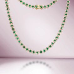 Beautiful Diamond and emerald Tennis Necklace. A staple in your jewelry collection. Handmade in New York City of polished 14k white gold. This tennis necklace showcases a delicate in line chain embellished with dozens of shimmering white natural earth mine diamonds ( NO Lab Made) and Emeralds. Quality to us is importan Luxury Green Diamond Necklace For Anniversary, Green Luxury Diamond Necklace For Anniversary, Luxury Green Diamond Necklace For May Birthstone, Luxury Emerald Diamond Necklace For May Birthstone, Luxury Green Emerald Necklace With Diamond Accents, Emerald Necklace With Diamonds And 17 Jewels, Luxury Emerald Necklace With Diamond Accents For May Birthstone, Luxury Diamond Necklace With May Birthstone, Elegant Green Tennis Necklace With 17 Jewels