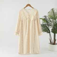 Experience elegance and comfort in our pastoral cotton nightgown, featuring double gauze layers, intricate lace, and bow details, perfect for stylish relaxation. Feminine Delicate Lace Loungewear Dress, Feminine Delicate Lace Nightgown For Loungewear, Feminine Lace Nightgown For Sleep, Feminine Delicate Lace Nightgown For Sleep, Cotton Sleepwear With Delicate Lace For Loungewear, Spring Nightgown With Delicate Lace For Loungewear, Cotton Cottagecore Nightgown For Sleep, Cottagecore Cotton Nightgown For Bedtime, Cottagecore Cotton Nightgown For Sleep