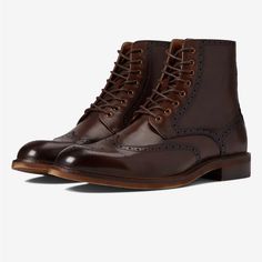 Steve Madden Harith Lace Up Boot In 9.5 D Coffee Brown Leather New Without Tags Slight Creasing In Some Places Due To Being Tried On But Not Worn Lace Up Round Toe Color May Vary Due To Lighting Ships Same Day Smoke Free Pet Free Tag, Office, Business Casual, Everyday, Chukka Formal Brogue Ankle-high Leather Shoes, Formal Ankle-high Leather Shoes With Brogue Detailing, Formal Ankle-high Brogue Leather Shoes, Fitted Brown Business Boots, Business Ankle-high Leather Shoes With Branded Insole, Brown Plain Toe Boots For Semi-formal Occasions, Classic Ankle-high Dress Shoes For Business, Brown Lace-up Formal Boots, Brown Brogue Boots For Business