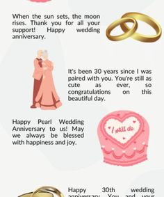 an info sheet with wedding rings and other things to say on it's page