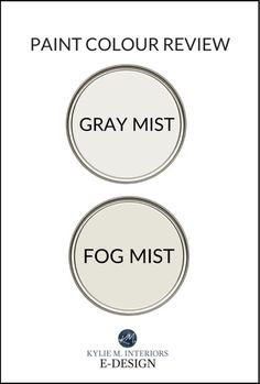 two circles with the words gray mist and fog mist written in black on each side