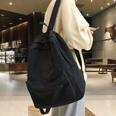 The Basic Canvas School Backpack — More than a backpack Vintage School Bag, Mochila Jansport, Backpack Kawaii, Black School Bags, Cute School Bags, Aesthetic Backpack, Aesthetic Clothing Stores, White Backpack, Vintage Backpacks