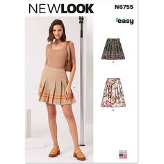 a women's skirt and top sewing pattern from the new look book, n675