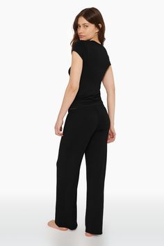 SLEEP JERSEY CLASSIC SLEEP PANTS Stretch Straight Pants For Relaxation, Elastic Waistband Pants For Lounging, Fitted Yoga Pants For Lounging, Fitted Full-length Lounging Pants, Fitted Full Length Lounging Pants, Fitted Pants For Relaxation, Fitted Wide Leg Pants For Lounging, Stretch Trousers For Lounging, Fitted Straight Sweatpants For Loungewear