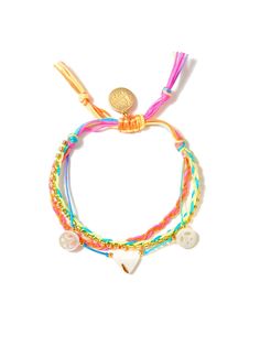 PEACE AND LOVE BRACELET – Venessa Arizaga Rainbow Festival Jewelry With Adjustable Cord, Rainbow Jewelry With Adjustable Cord For Festivals, Rainbow Adjustable Cord Jewelry For Festivals, Trendy Multicolor Jewelry With Adjustable Cord, Bohemian Rainbow Jewelry For Friendship, Rainbow Festival Bracelet Jewelry, Rainbow Sliding Knot Bracelet, Adjustable Multicolor Charm Bracelet For Festival, Adjustable Charms Bracelets For Festival